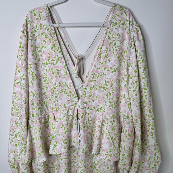 Topshop Floral Ruffle Midi Dress – Back Tie, Long Sleeve, Boho Cottagecore - Picture 8 of 16